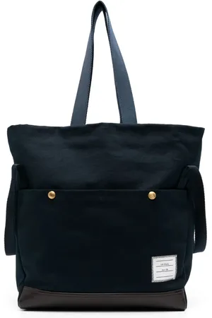 Thom Browne Logo-patch canvas tote bag