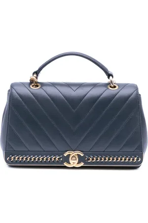 CHANEL 2017-2018 Chevron Sheepskin Stitched Chain Top Handle Flap satchel
