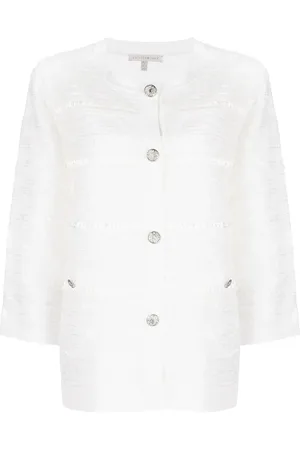 SHIATZY CHEN Textured-knit crop-sleeve cardigan
