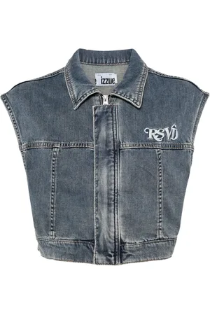 Izzue Logo-embroidered cropped denim vest