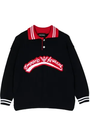 Emporio Armani Intarsia-knit logo cotton jumper