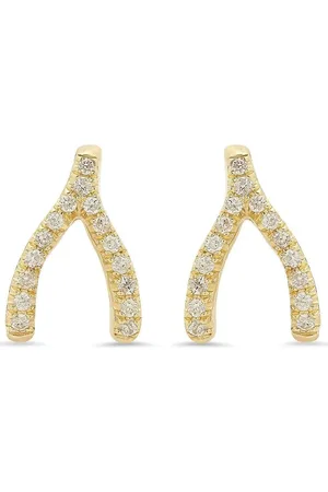 Jennifer Meyer 18kt yellow mini diamond wishbone stud earrings