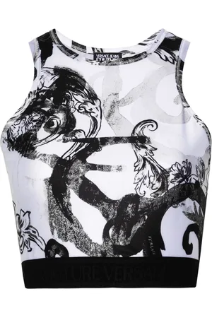 VERSACE Magazine-print crop top