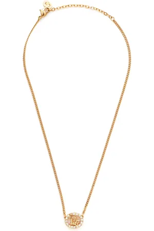 Dior 2005 crystal-embellished logo-pendant necklace