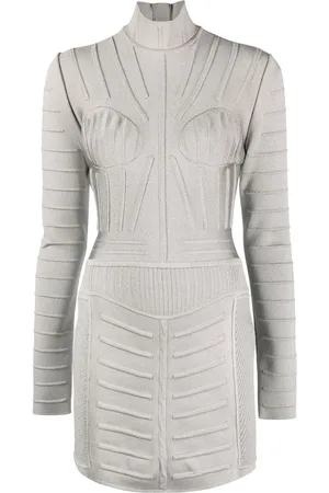 Balmain Ribbed long-sleeve mini dress