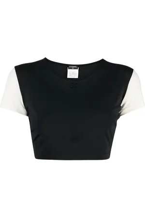 CHANEL 1996 CC two-tone cropped T-shirt