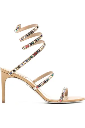RENE CAOVILLA Multicoloured crystal strappy sandals