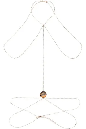 Chloé Stone-pendant brass body chain