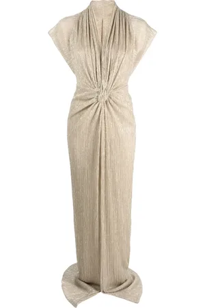 Costarellos Heda metallic-jersey hooded gown