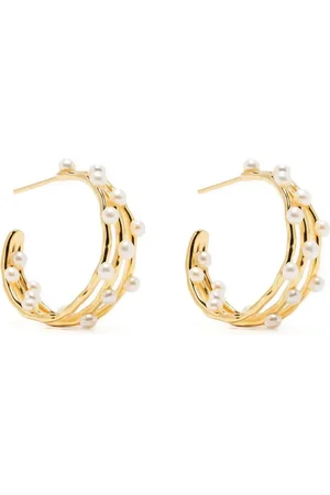 Dower and Hall Medium waterfall pearl hoop-earrings