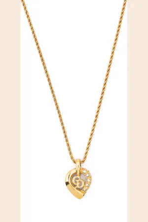 Dior 1990s rhinestone-embellished heart pendant necklace