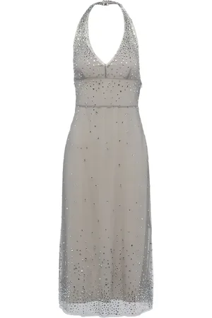 Prada Crystal-embroidered halterneck tulle dress