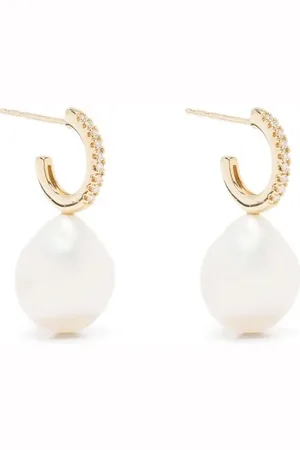 Mizuki 14kt yellow pearl and diamond earrings