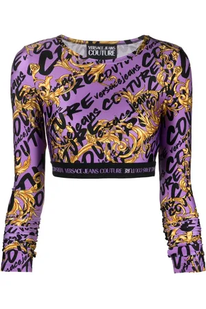 VERSACE Garland-print cropped top