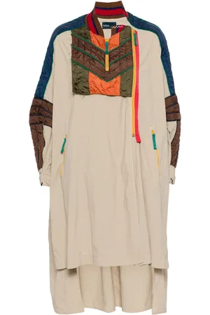 Kolor Contrasting-panel asymmetric coat
