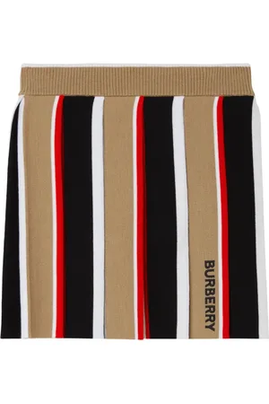 Burberry Striped embroidered-logo skirt