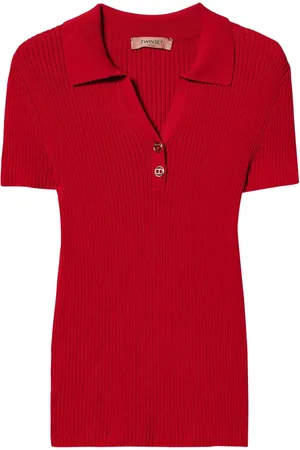 Twin-Set Fine ribbed polo top