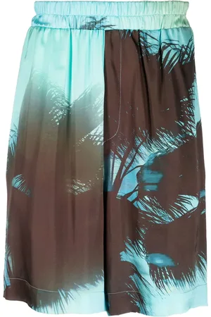 LANEUS Palm tree-print elasticated-waist shorts