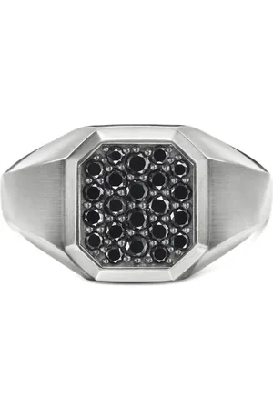David Yurman Sterling Streamline diamond signet ring (14mm)