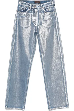 MVP Wardrobe Metallic-finish jeans