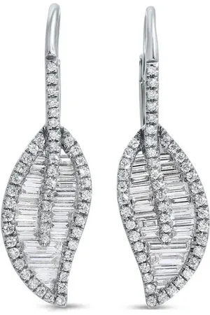 Anita 18K white gold leaf diamond drop earrings