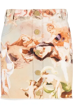 Balmain Printed denim miniskirt