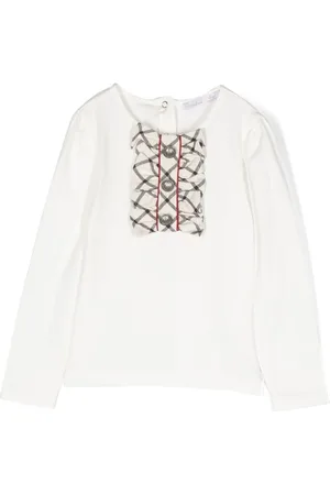 PATACHOU Tartan-bow long-sleeve T-shirt