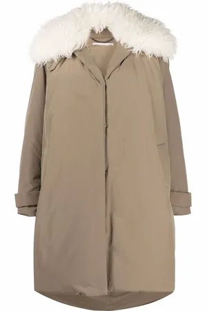 Stella McCartney Faux-fur collar technical coat
