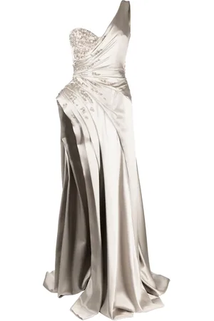 Saiid Kobeisy One-shoulder embroidered gown