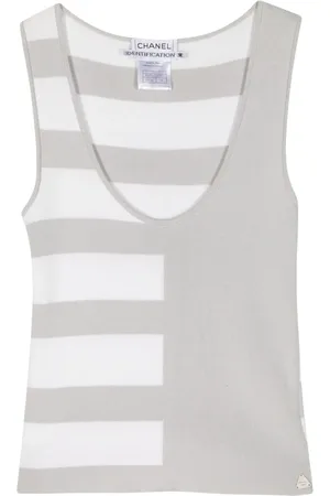 CHANEL 2000s striped cotton tank top