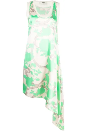 Fendi Floral-motif draped silk dress