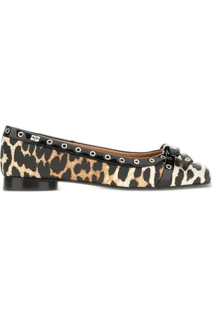 Ganni Leopard-print ballerina shoes