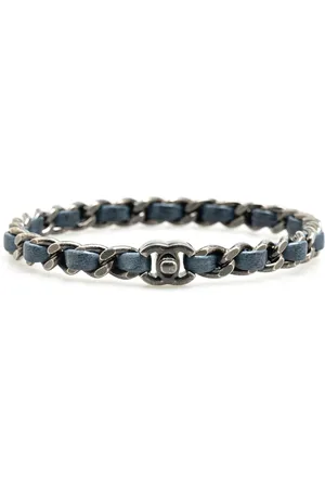 CHANEL 2012 Plated Leather Woven Chain CC Turnlock Bracelet costume bracelet