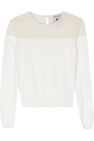 SEMICOUTURE Crepe-panel fine-knit jumper
