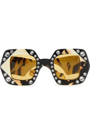 Gucci Crystal-embellished rectangle-frame sunglasses