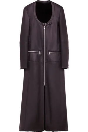 Courrèges Scoop-neck panelled leather coat