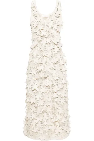 Chloé Floral-appliqu??s open-knit dress
