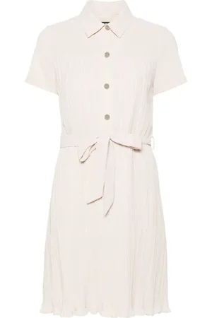 DKNY Belted plissé mini dress