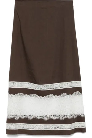 LORENA ANTONIAZZI Lace-detail midi skirt