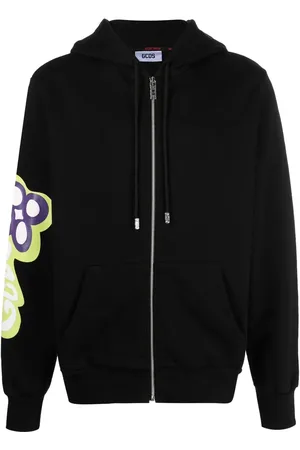 GCDS Zip-up graphic print hoodie