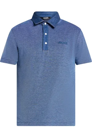 VERSACE Logo-embroidered cotton polo shirt