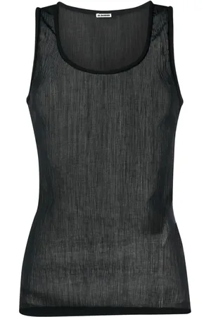 Jil Sander Semi-sheer cotton-blend tank top