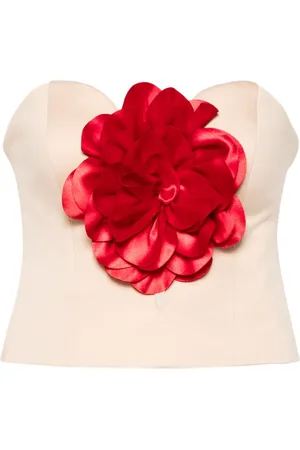 Parlor Floral-appliqu?? corset top