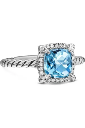 David Yurman Sterling Petite Chatelaine topaz and diamond ring (7mm)