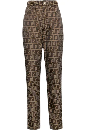 Fendi 1990-2000s Zucca-pattern tapered trousers