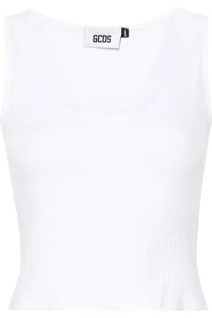 GCDS Sequinned-logo ribbed top