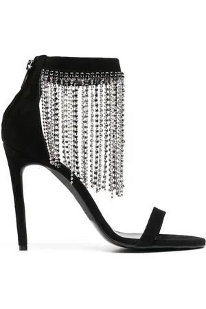 Pinko Rhinestone-fringe suede sandals