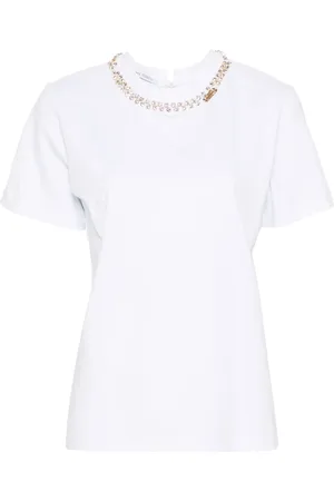 Alberta Ferretti Crystal-embellished cotton T-shirt