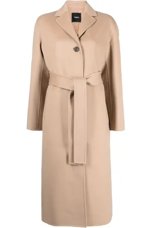 THEORY Wool-cashmere belted-waist coat