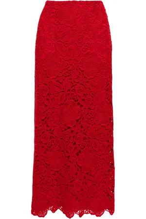 VALENTINO GARAVANI Guipure-lace A-line maxi skirt